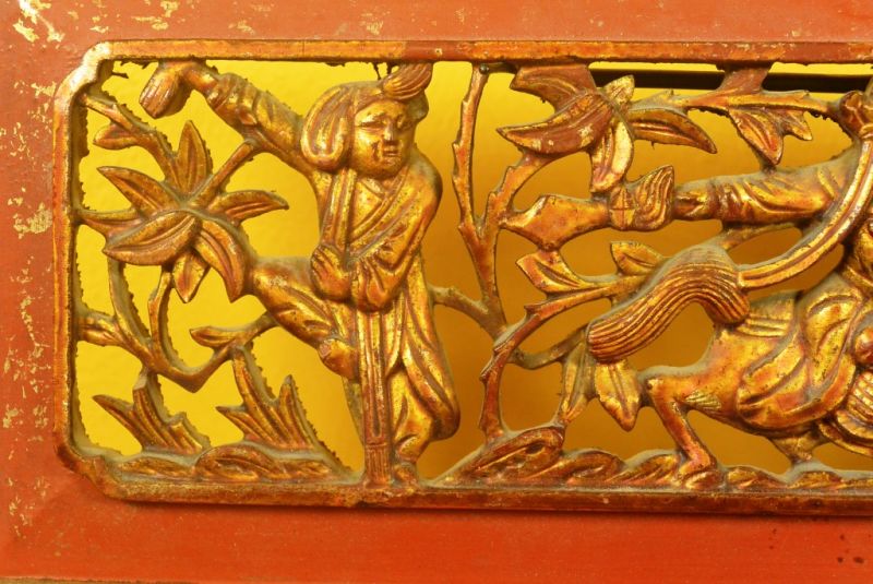 Chinesische Schnitzereien Qing-Dynastie Rot und Gold 3 3