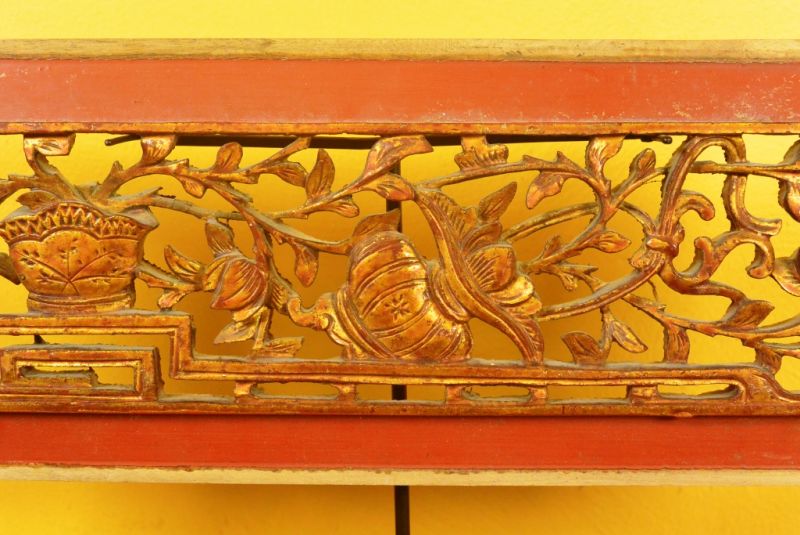 Chinesische Schnitzereien Qing-Dynastie Rot und Gold 4 2