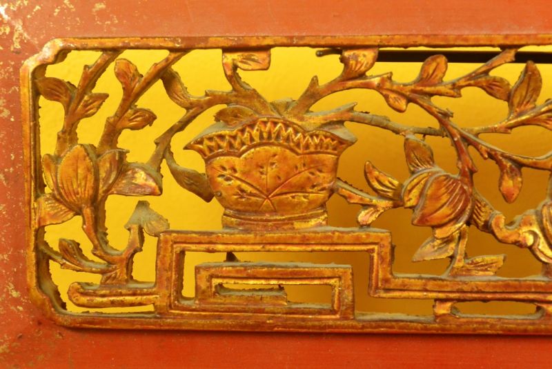 Chinesische Schnitzereien Qing-Dynastie Rot und Gold 4 3