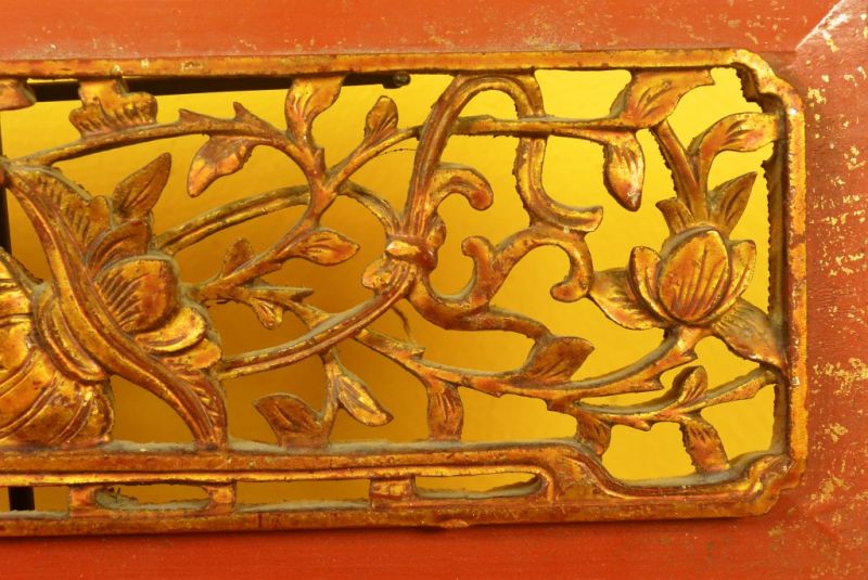 Chinesische Schnitzereien Qing-Dynastie Rot und Gold 4 4