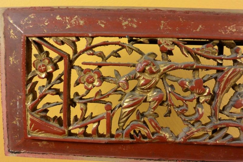 Chinesische Schnitzereien Qing-Dynastie Rot und Gold 5 2