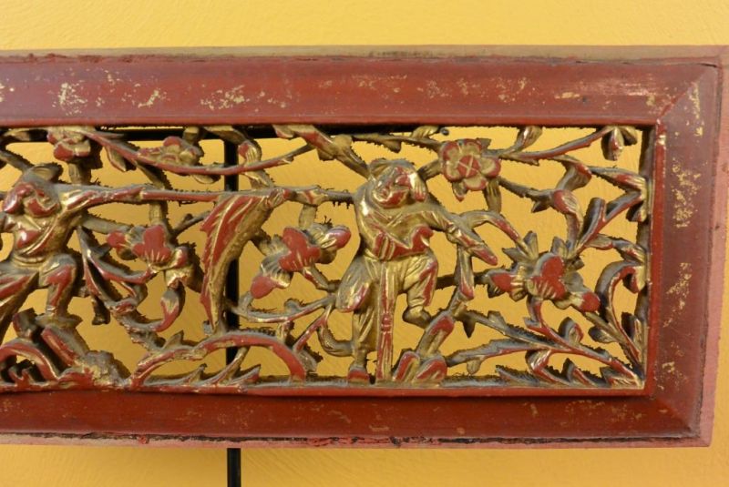 Chinesische Schnitzereien Qing-Dynastie Rot und Gold 5 3