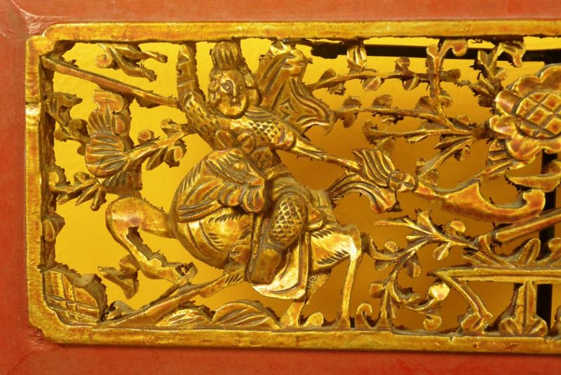 Chinesische Schnitzereien Qing-Dynastie Rot und Gold 5 2
