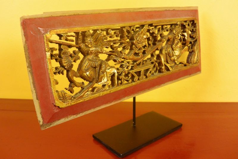 Chinesische Schnitzereien Qing-Dynastie Rot und Gold 5 5