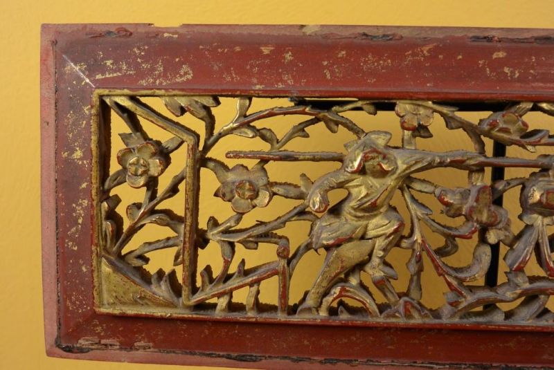 Chinesische Schnitzereien Qing-Dynastie Rot und Gold 6 2