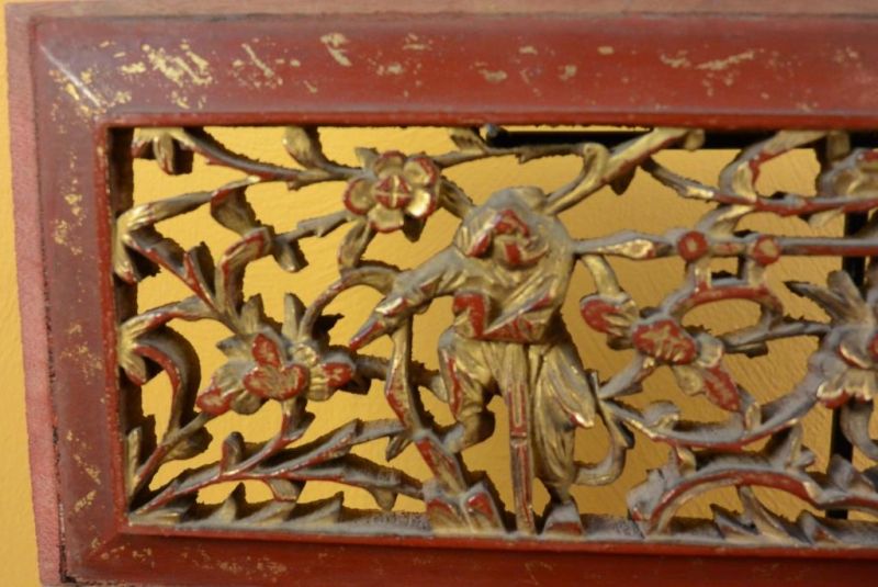 Chinesische Schnitzereien Qing-Dynastie Rot und Gold 7 2
