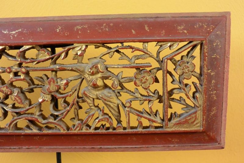 Chinesische Schnitzereien Qing-Dynastie Rot und Gold 7 3
