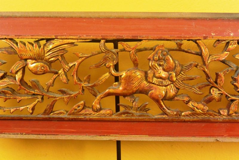 Chinesische Schnitzereien Qing-Dynastie Rot und Gold 7 2