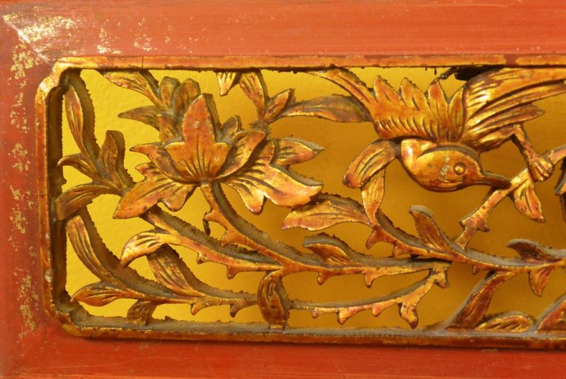 Chinesische Schnitzereien Qing-Dynastie Rot und Gold 7 3