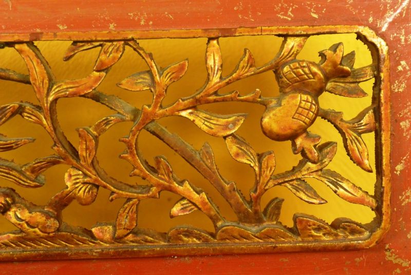 Chinesische Schnitzereien Qing-Dynastie Rot und Gold 7 4