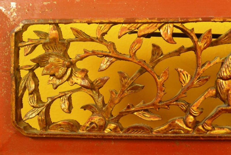 Chinesische Schnitzereien Qing-Dynastie Rot und Gold 8 2
