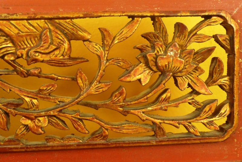 Chinesische Schnitzereien Qing-Dynastie Rot und Gold 8 4