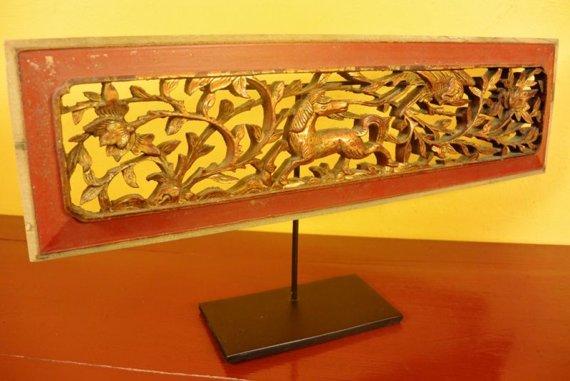 Chinesische Schnitzereien Qing-Dynastie Rot und Gold 8 5
