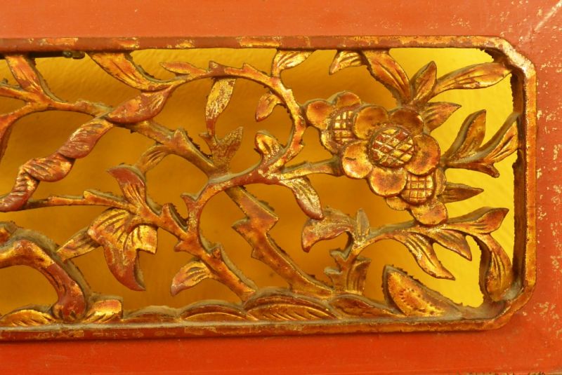 Chinesische Schnitzereien Qing-Dynastie Rot und Gold 9 2