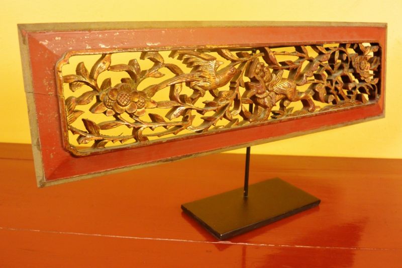 Chinesische Schnitzereien Qing-Dynastie Rot und Gold 9 5