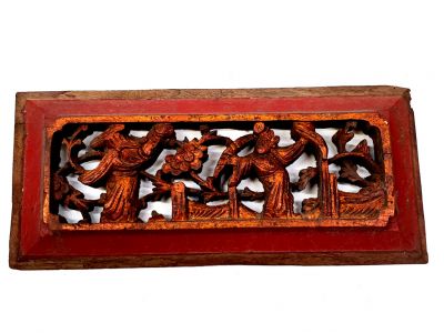 Chinesische Schnitzereien Qing-Dynastie Rot und Gold - die Damen von Hof 2