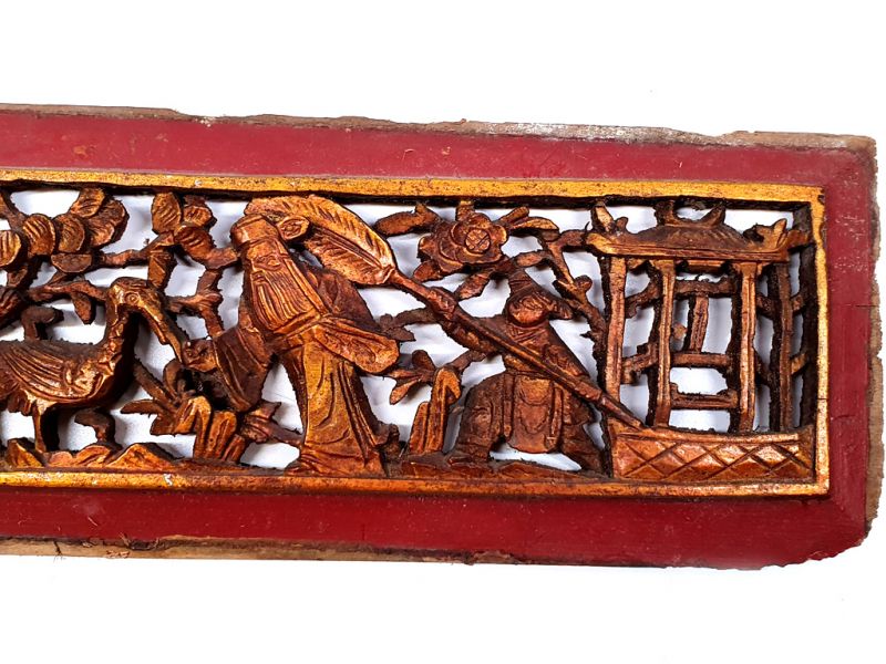 Chinesische Schnitzereien Qing-Dynastie Rot und Gold - Mönch 3