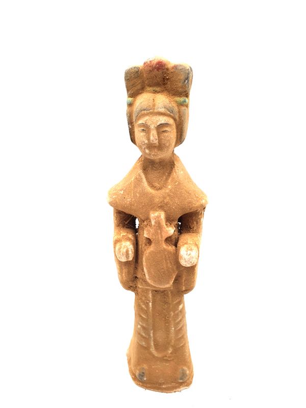 Chinesische Statue - Terrakotta - Hofdamen Tang - Zither