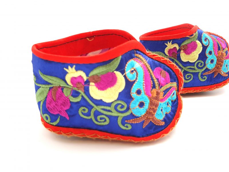 Chinesische Stickerei - Miao Babyschuhe - Blau 2