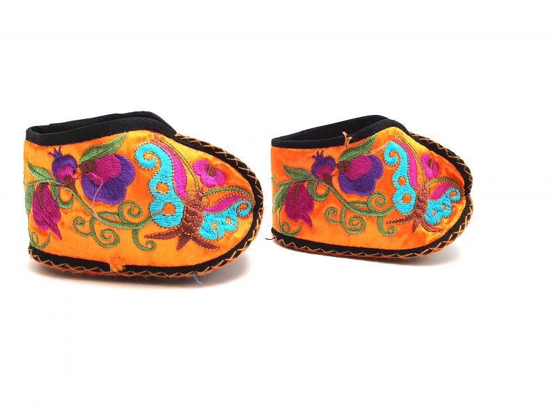 Chinesische Stickerei - Miao Babyschuhe - Gelb, orange 2