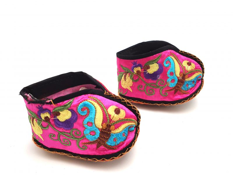 Chinesische Stickerei - Miao Babyschuhe - Rosa 2