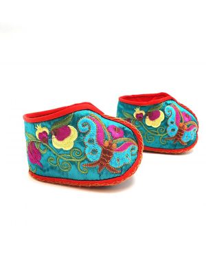 Chinesische Stickerei - Miao Babyschuhe - Türkis