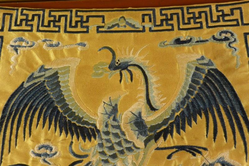 Chinesische Stickerei - Quadratischer Vorfahre - Emblem - Blau - Paradiesvogel 2