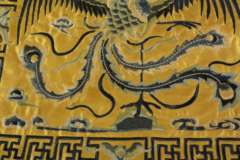 Chinesische Stickerei - Quadratischer Vorfahre - Emblem - Blau - Paradiesvogel 3
