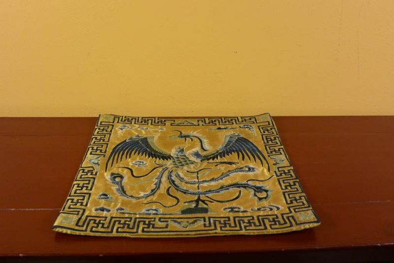 Chinesische Stickerei - Quadratischer Vorfahre - Emblem - Blau - Paradiesvogel 4