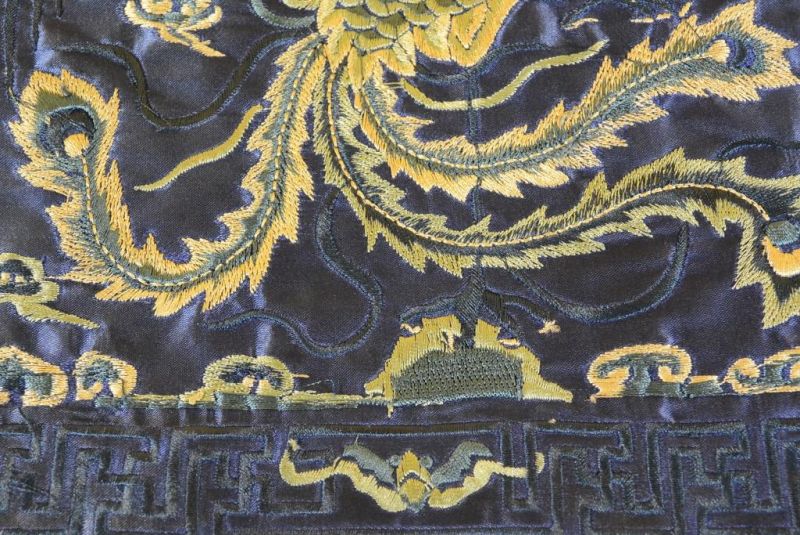 Chinesische Stickerei - Quadratischer Vorfahre - Emblem - Blau - Phönix 4
