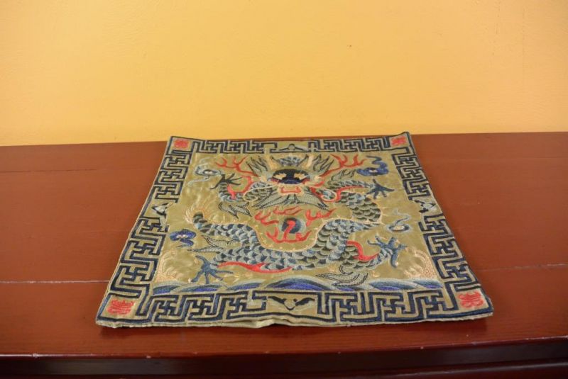 Chinesische Stickerei - Quadratischer Vorfahre - Emblem - Bleu - Dragon 4