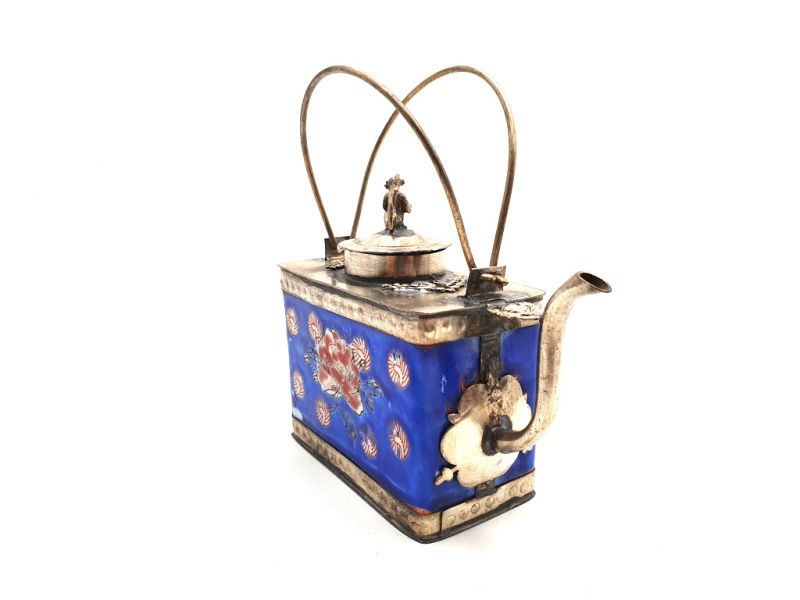 Chinesische Teekanne aus Porzellan Blau 3