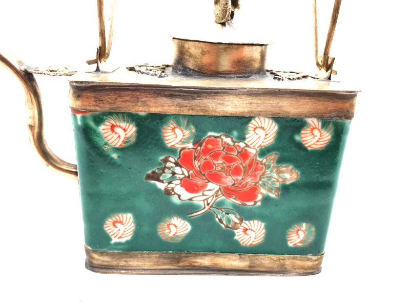 Chinesische Teekanne aus Porzellan Grün 2