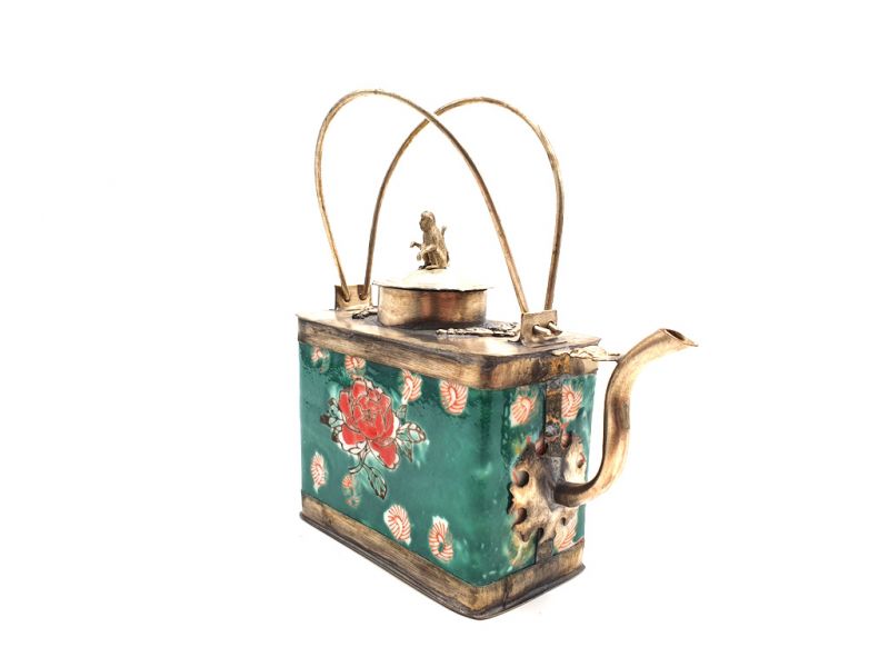 Chinesische Teekanne aus Porzellan Grün 3
