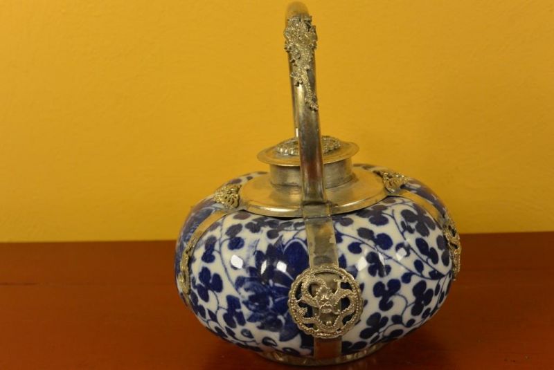 Sehr Große Chinesische Teekanne - Weiß und Blau 2 4