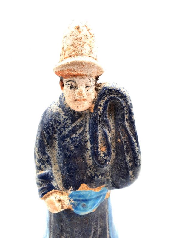 Chinesische Terrakotta-Statue Tang-Dynastie Blau 2