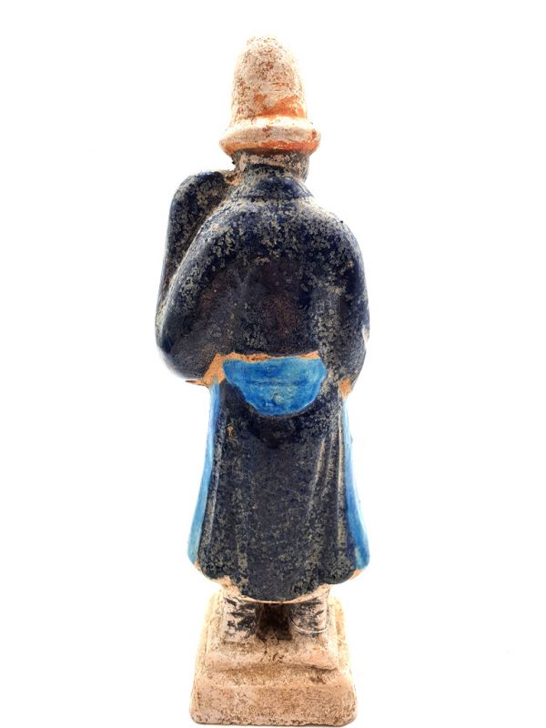 Chinesische Terrakotta-Statue Tang-Dynastie Blau 3