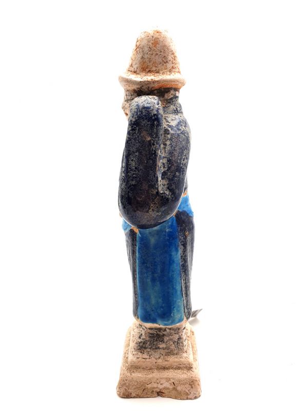 Chinesische Terrakotta-Statue Tang-Dynastie Blau 4
