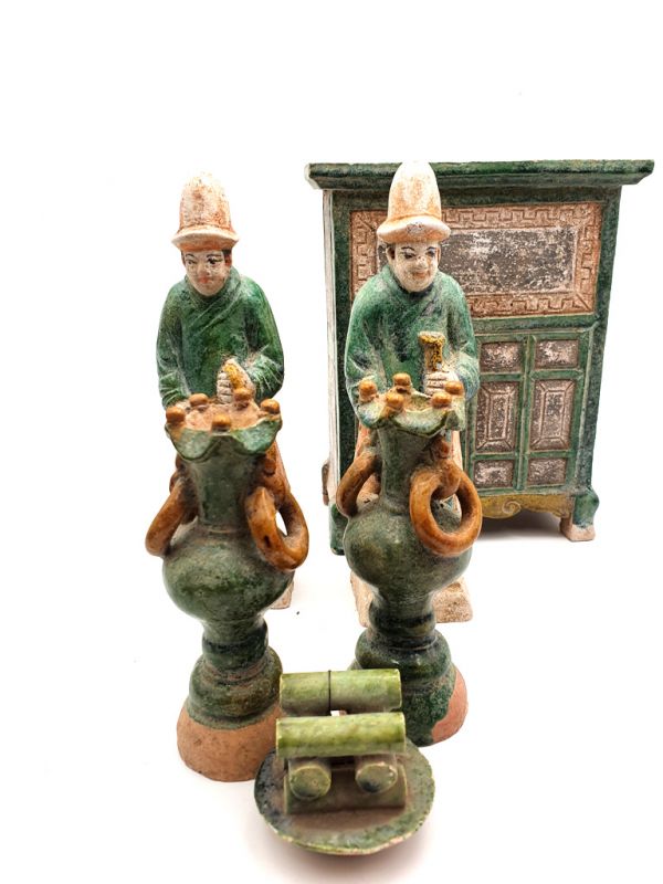 Chinesische Terrakotta-Statuen Möbel 2 Männer 3