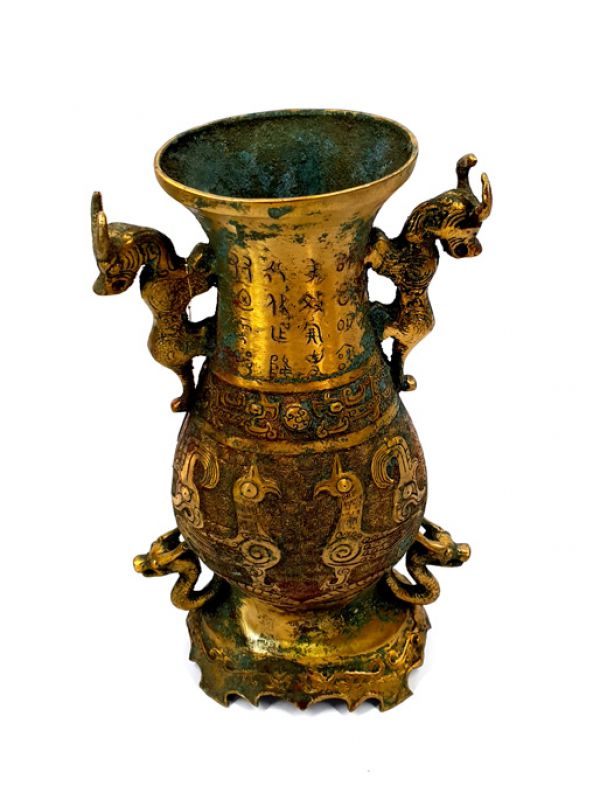 Chinesische Vase aus vergoldeter Bronze - mythische Tiere 2