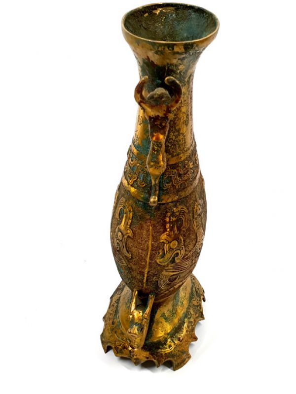 Chinesische Vase aus vergoldeter Bronze - mythische Tiere 4
