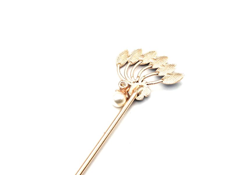 Bilder überfliegen für die vergrößerung Chinesischer Emaille-Haarstab - Cloisonne - Die 6 Blätter und die Blüte – Marineblau 3