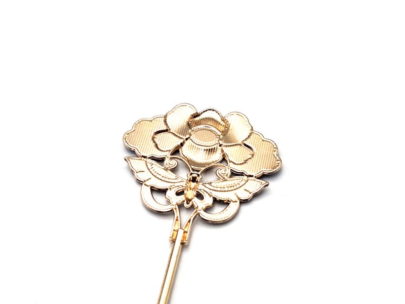 Bilder überfliegen für die vergrößerung Chinesischer Emaille-Haarstab - Cloisonne - Die Kamelie – Himmelblau 3