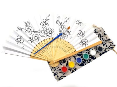 Chinesischer Fächer zum Bemalen - Kind - DIY - Kirschbaum