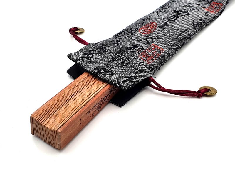 Chinesischer Fächerbeutel - Größe L - Chinesische Schriftzeichen / Grau 4