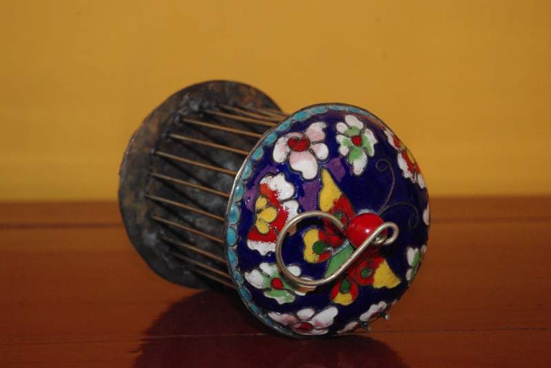 Chinesischer Grillenkäfig aus Cloisonné Blau 2