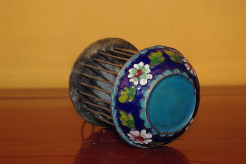 Chinesischer Grillenkäfig aus Cloisonné Blau 3