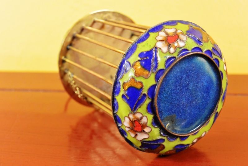 Chinesischer Grillenkäfig aus Cloisonné Hellgrün 4
