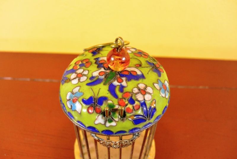 Chinesischer Grillenkäfig aus Cloisonné Hellgrün 5