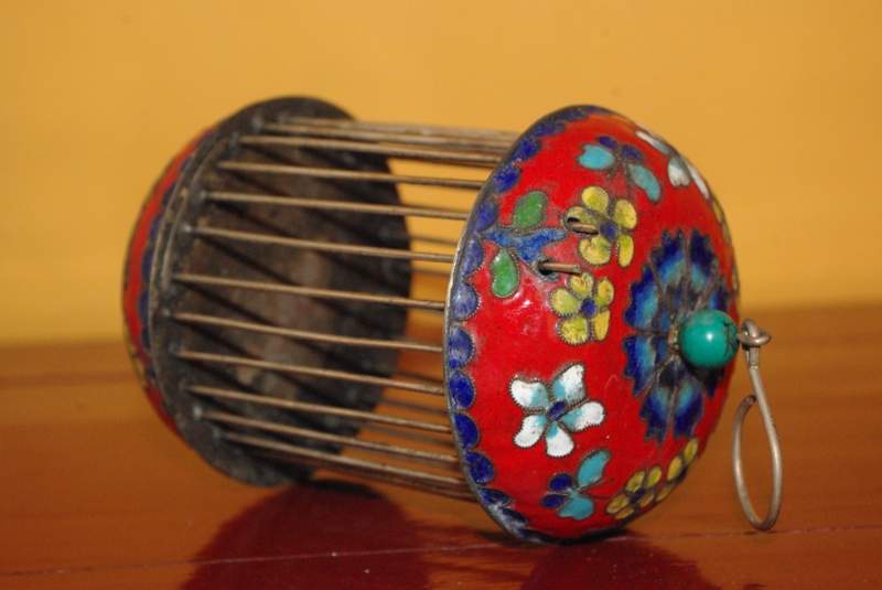 Chinesischer Grillenkäfig aus Cloisonné Rote 3